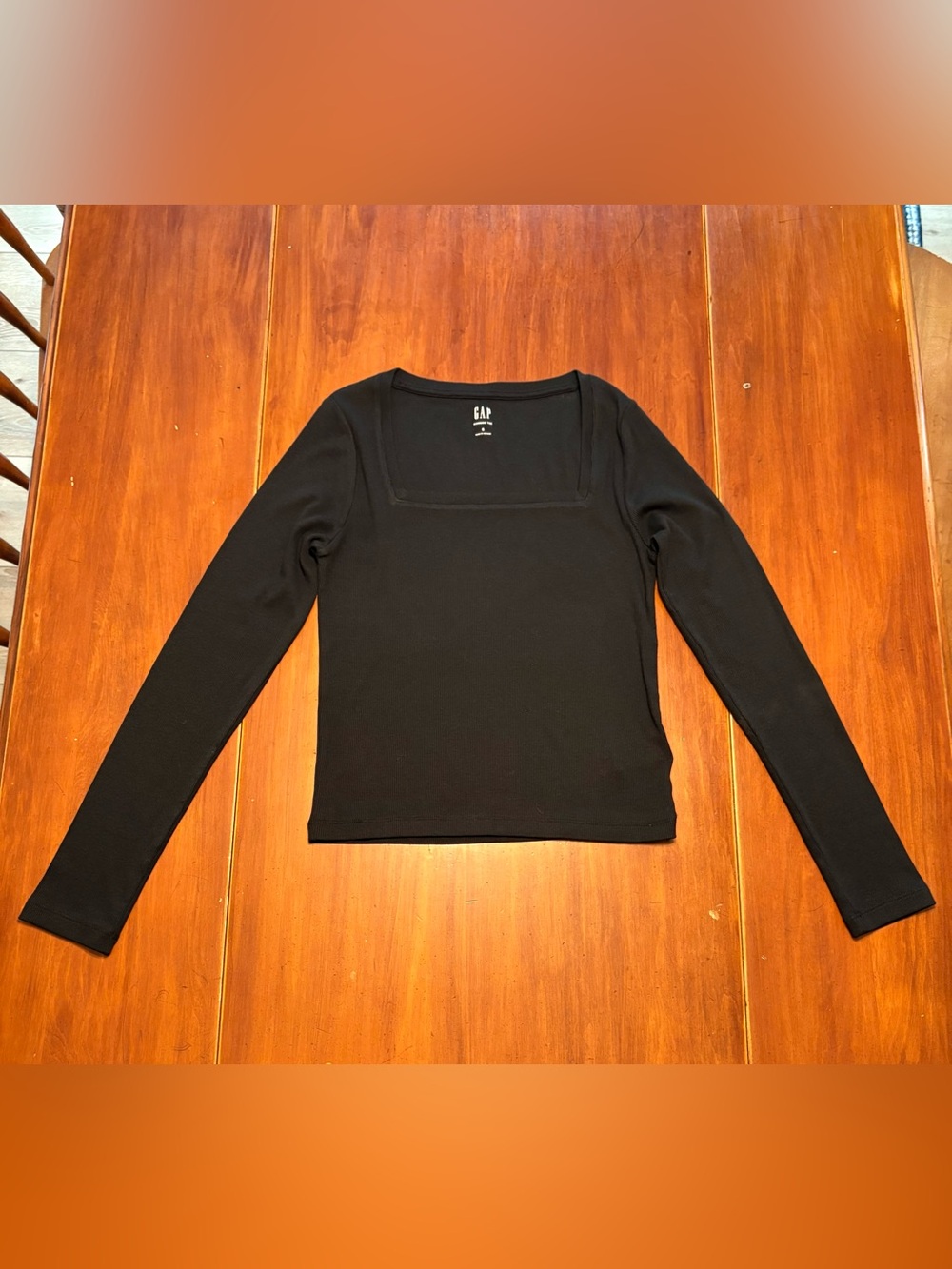 GAP Black Square-Neck Long Sleeve Top